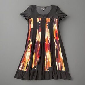 R & M Richards Multi Color Size 10 Polyester Short Sleeve Dress Flare Business